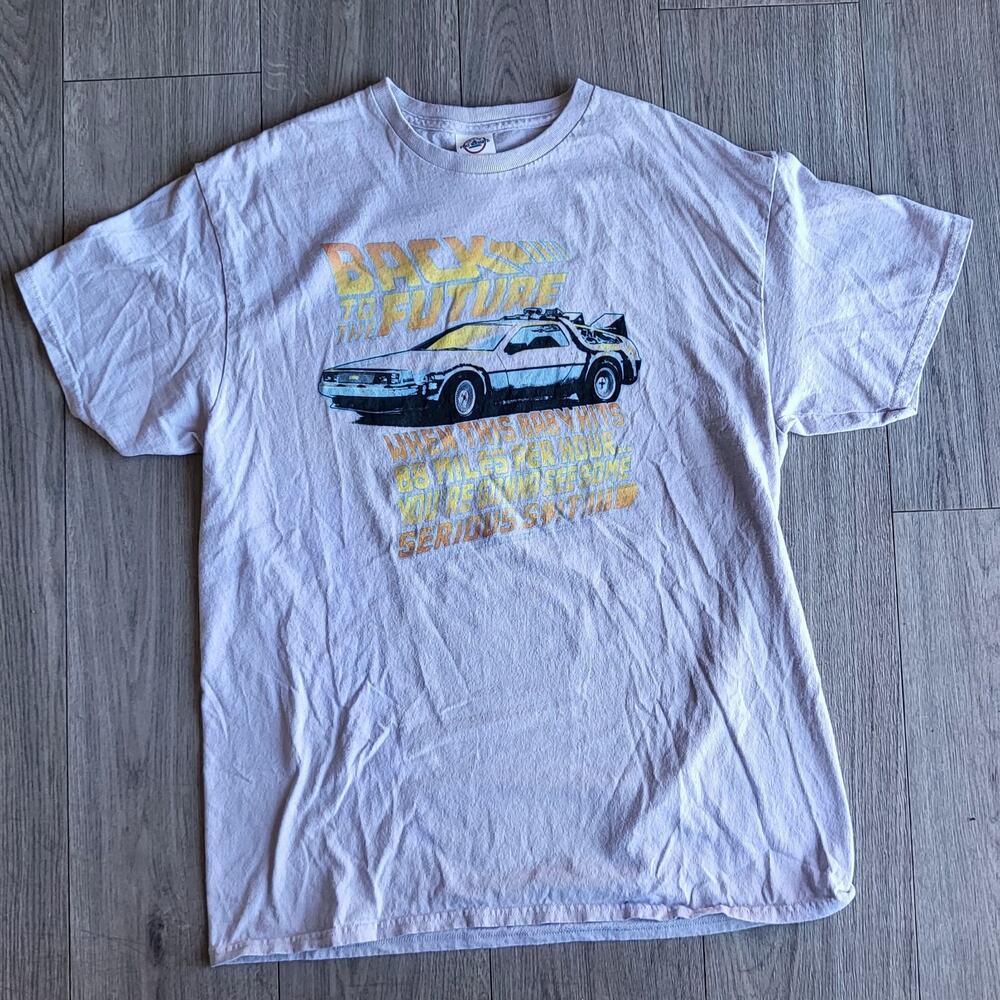 Back to the Future DeLorean T-Shirt - Delta Pro Weight - Men's Gray Size L